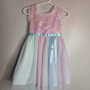Jona Michelle Toddler Tulle Formal Pastel Rainbow Mermaid Dress 2T